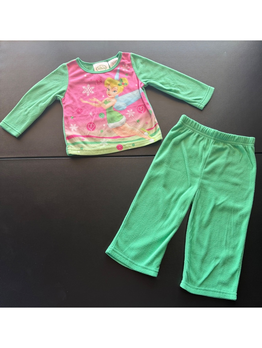 Disney Fairies Tinker Bell Baby Girls 18M Christmas Fleece Pajama Set Holiday